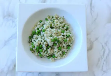 fresh green peas and barley salad