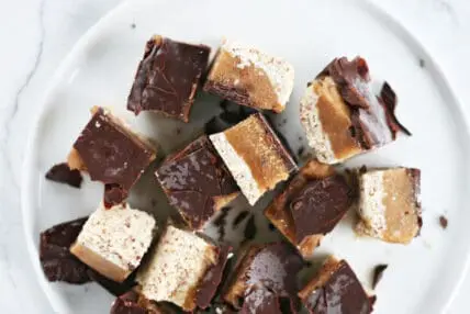 Image of homemade snickers which are healthy snicker bars with dates, snickers DIY, homemade snickers bars with dates.