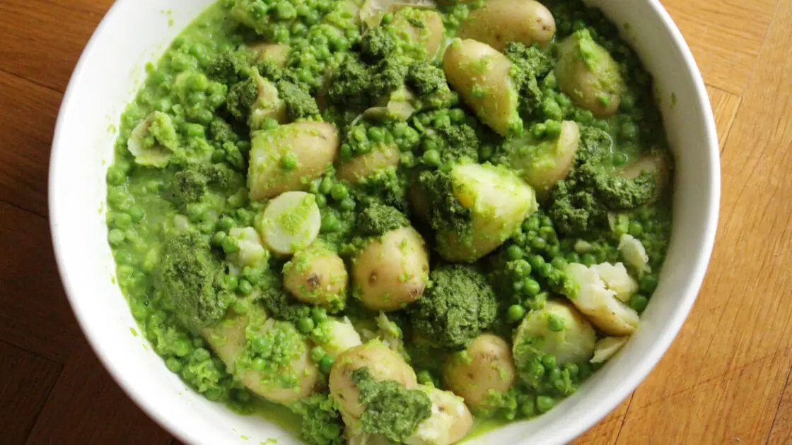 potato salad with peas and mint