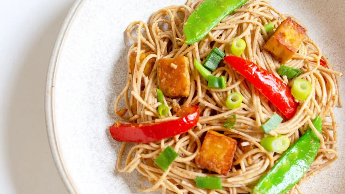 Soba Noodle Stir Fry with a Miso-Almond Butter Sauce