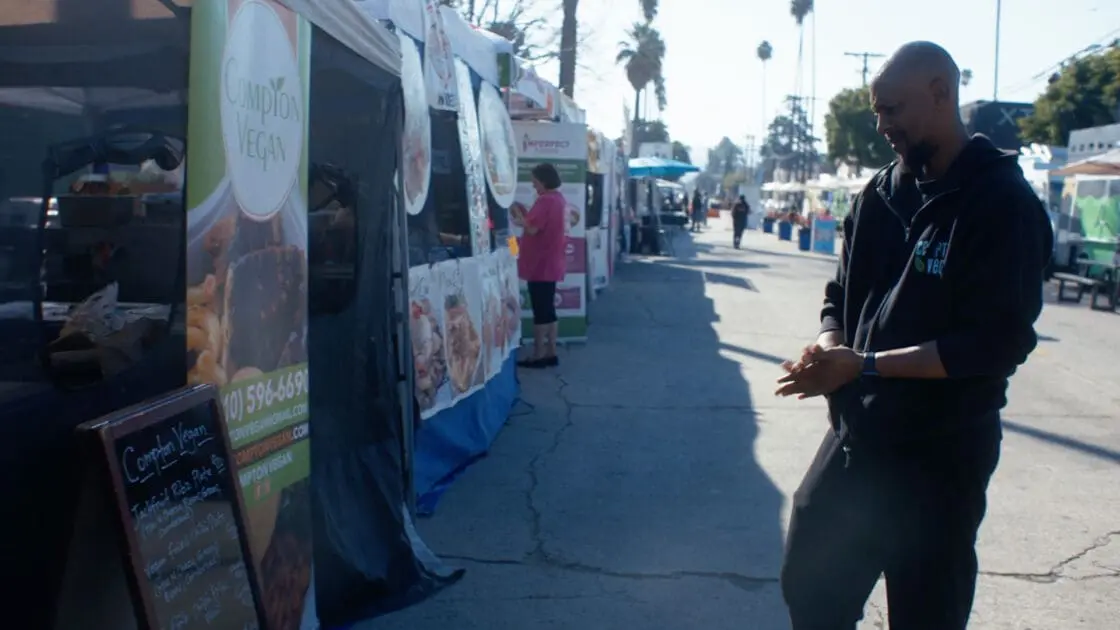 A vegan soul food stall