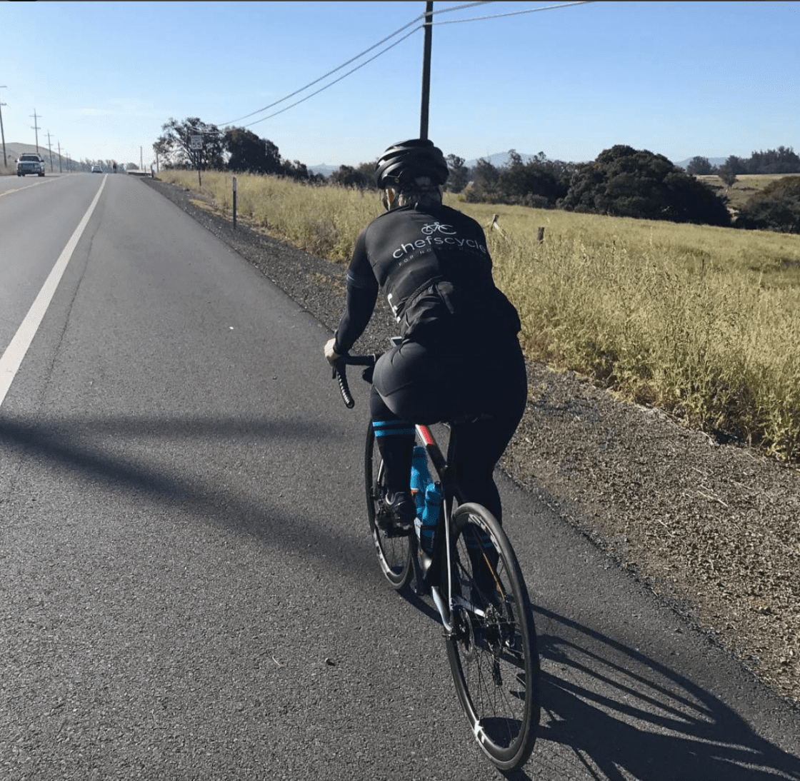 pink riding a bike