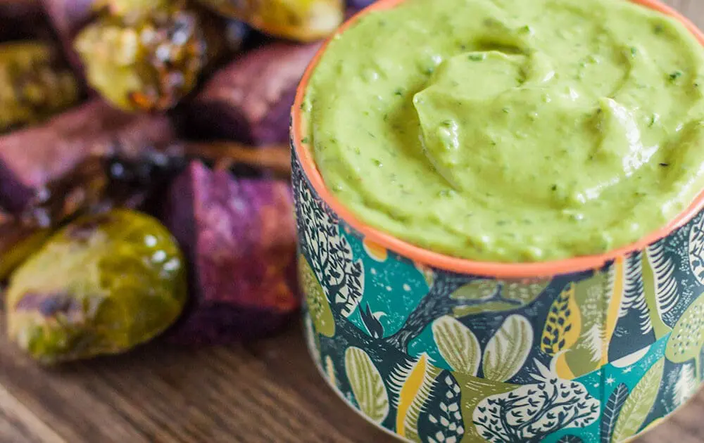 Vegan Appetizer Recipe: Roasted Vegetables with Green Goddess Dip