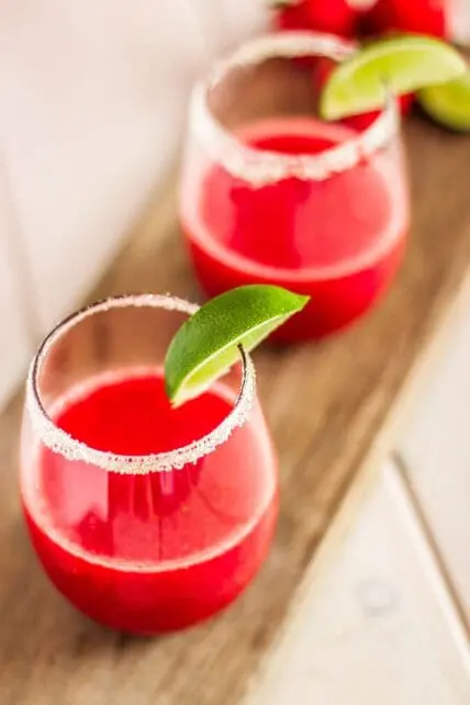 Image of Organic Strawberry Margarita with Lime, learn how to make a strawberry margarita now