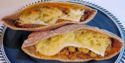 Image of a Vegetarian Tempeh Reuben Recipe that can easily be made vegan.