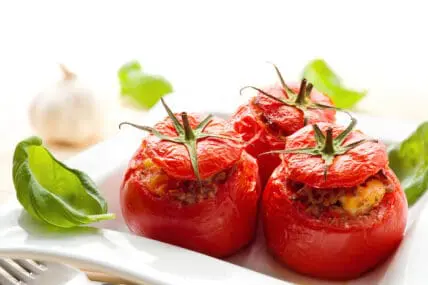 Image of grilled vegetarian stuffed tomatoes