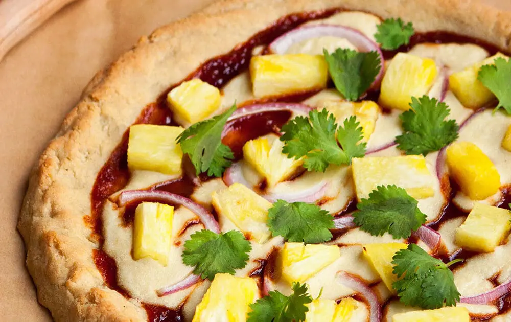 Vegan BBQ Pineapple Pizza on Gluten-Free Pizza Crust Recipe