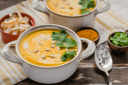 Vegan Creamy Curried Butternut Squash Soup with a Secret Ingredient