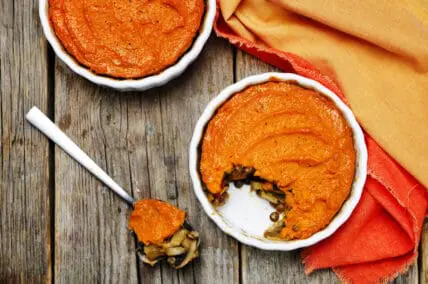 Vegan Shepherds Pie Recipe with Sweet potatoes, kale, and kidney beans