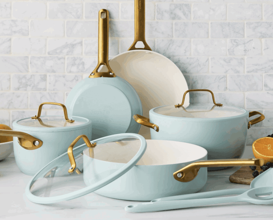 Image of the GreenPan Reserve Pro Ceramic Nonstick 10-piece set in Seaside blue.