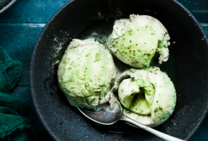 image of fresh chocolate mint ice cream, which tastes way better than the stuff from the store