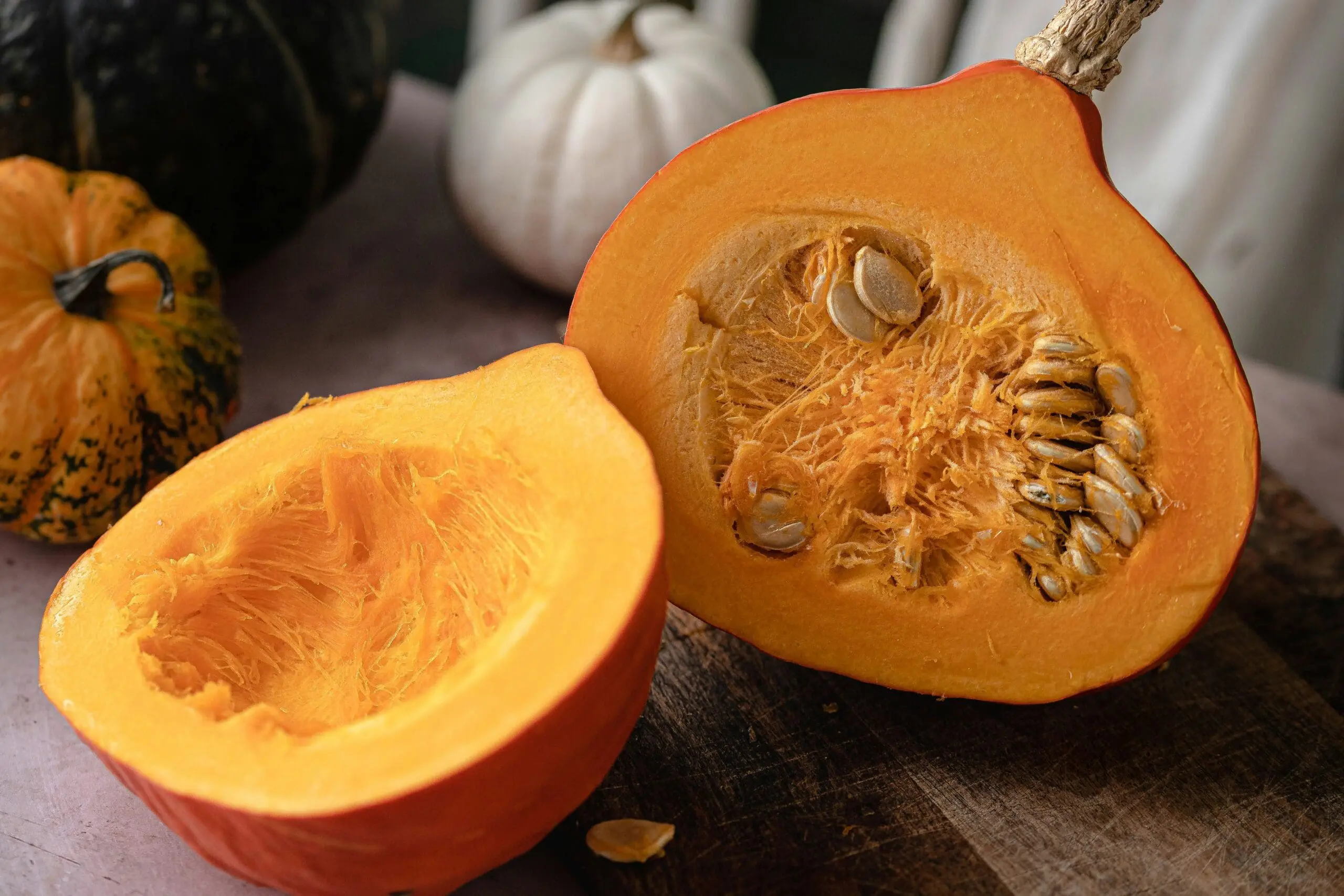 image of a cut pumpkin to be used for homemade pumpkin puree