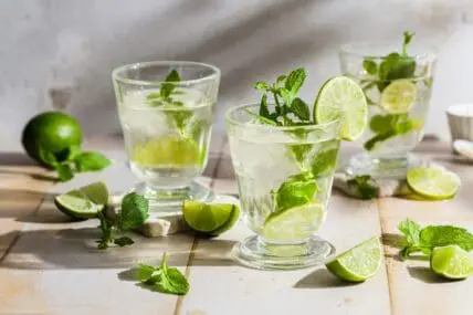 images of homemade mint mojitos showing how to make a mojito
