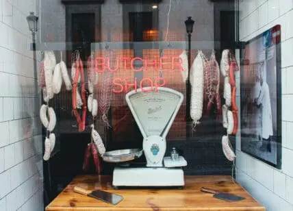 meat at a butcher shop showcasing the meat share trend