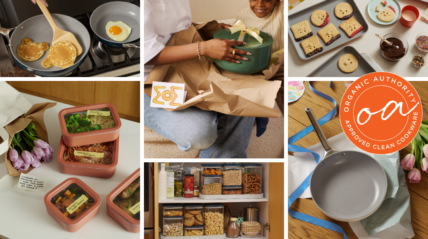 Mothers Day Caraway gift collage of non-toxic cookware and kitchenware options for Mother's Day Gifts