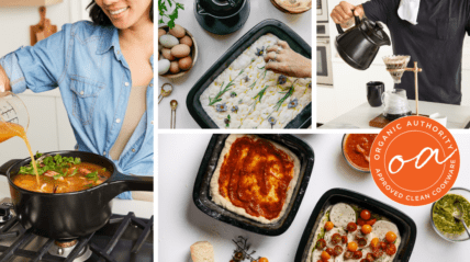 Image of Xtrema cookware collage, of pure ceramic with good customer reviews.