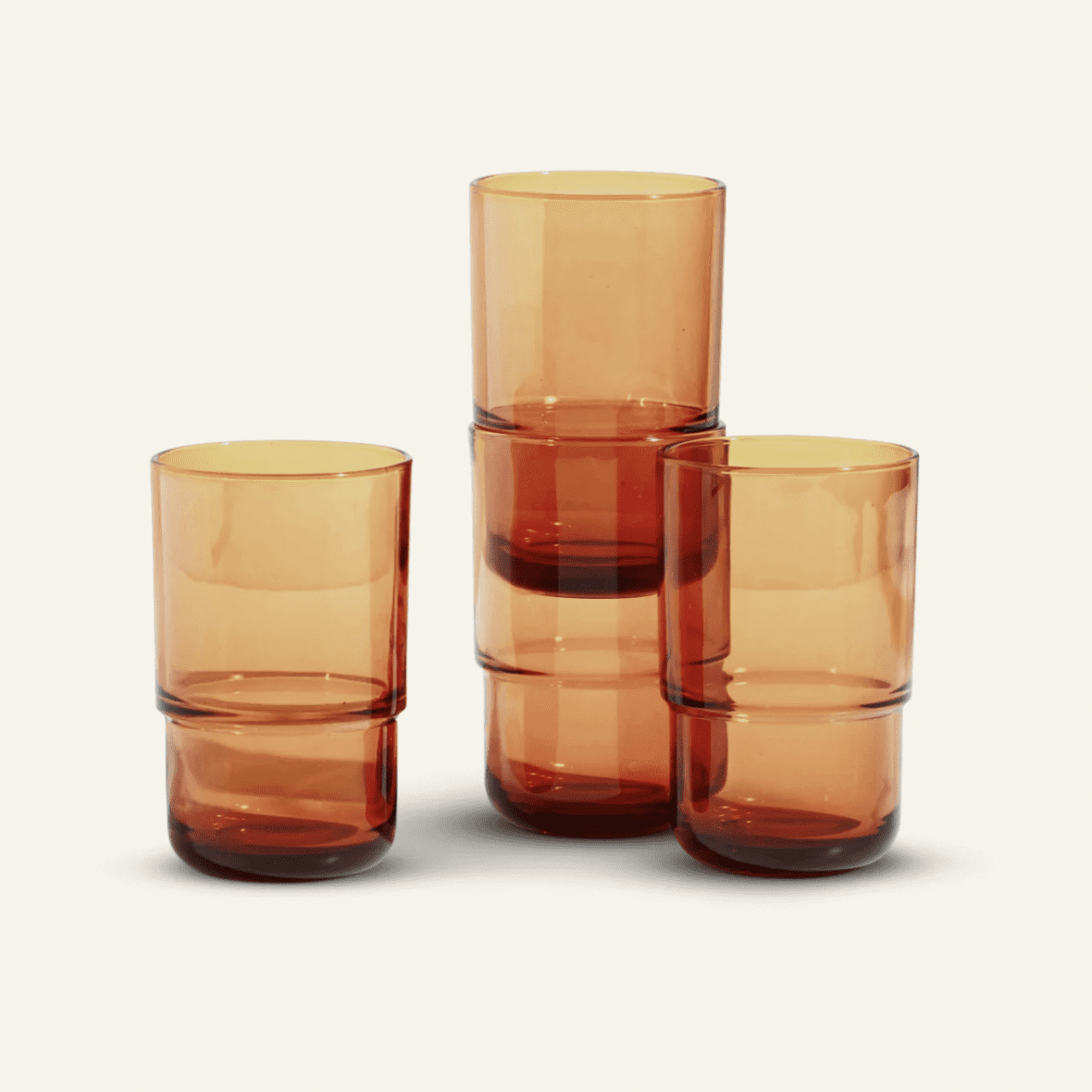 Image of beautiful colored glassware from Our Place.