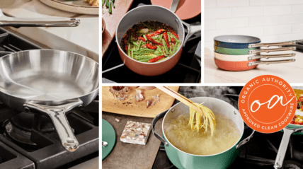 Image of a collage of Caraway Cookware for a review, tested by a chef to let you know the pros and cons of Caraway cookware