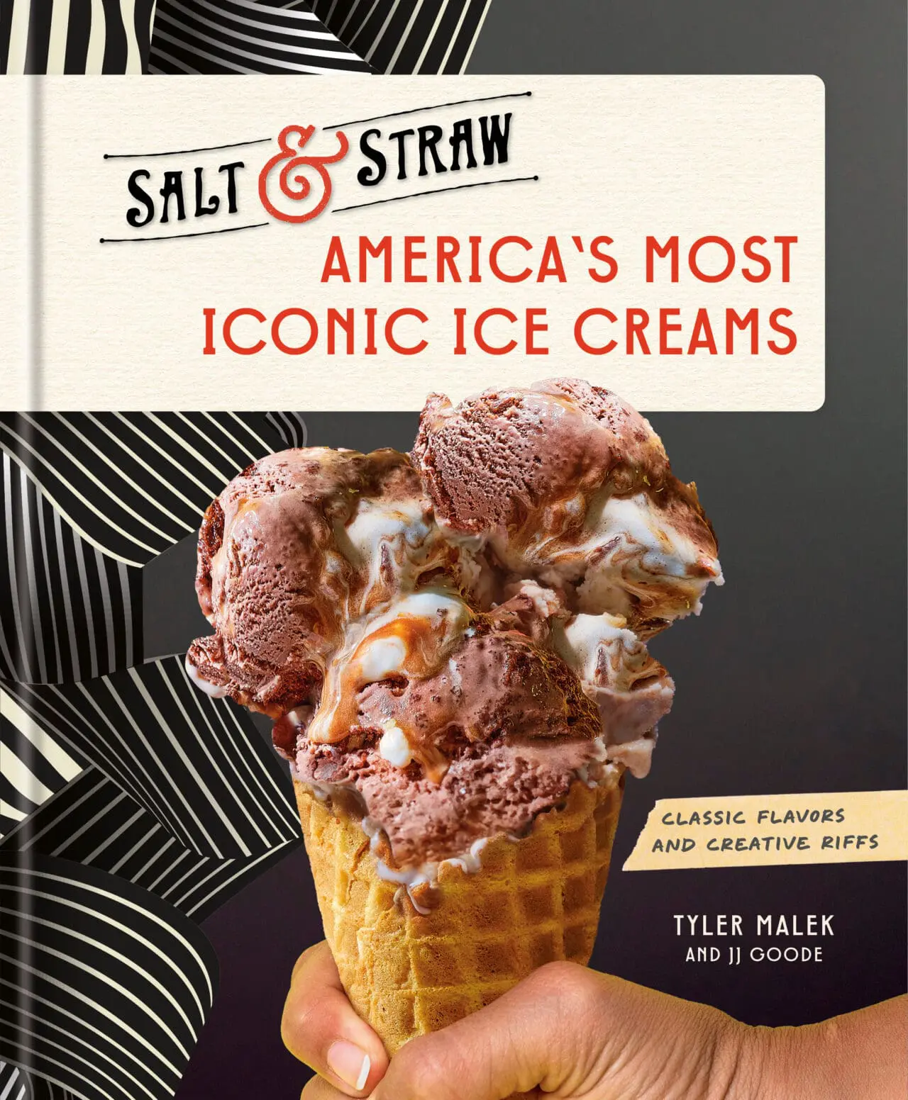 Image of the cover of the Salt & Straw cookbook, featuring their iconic french vanilla ice cream recipe.