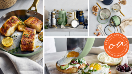 image of a collage of GreenPan Reserve Pro Stainless Steel cookware