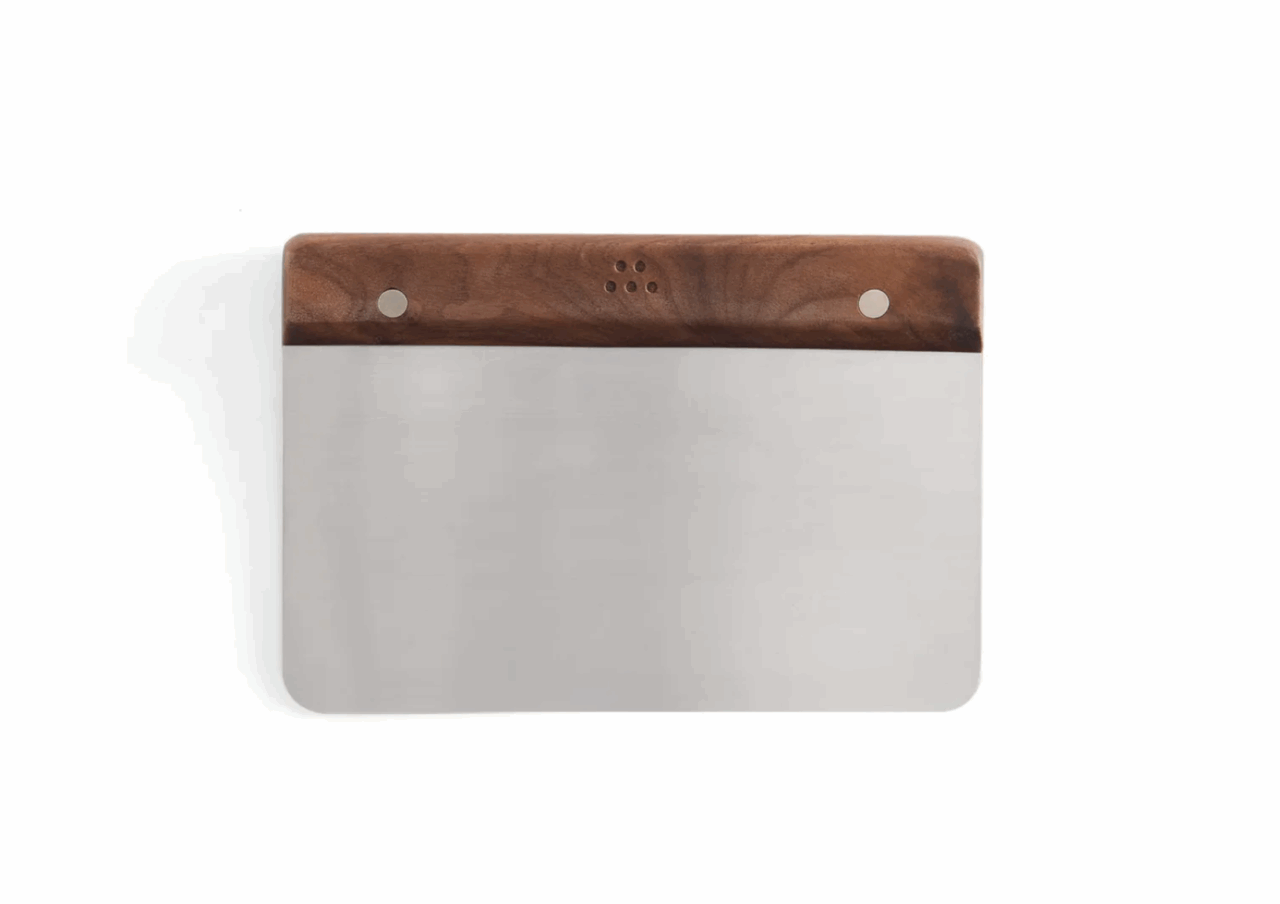 Image of the Misen Bench Scraper with a walnut handle.