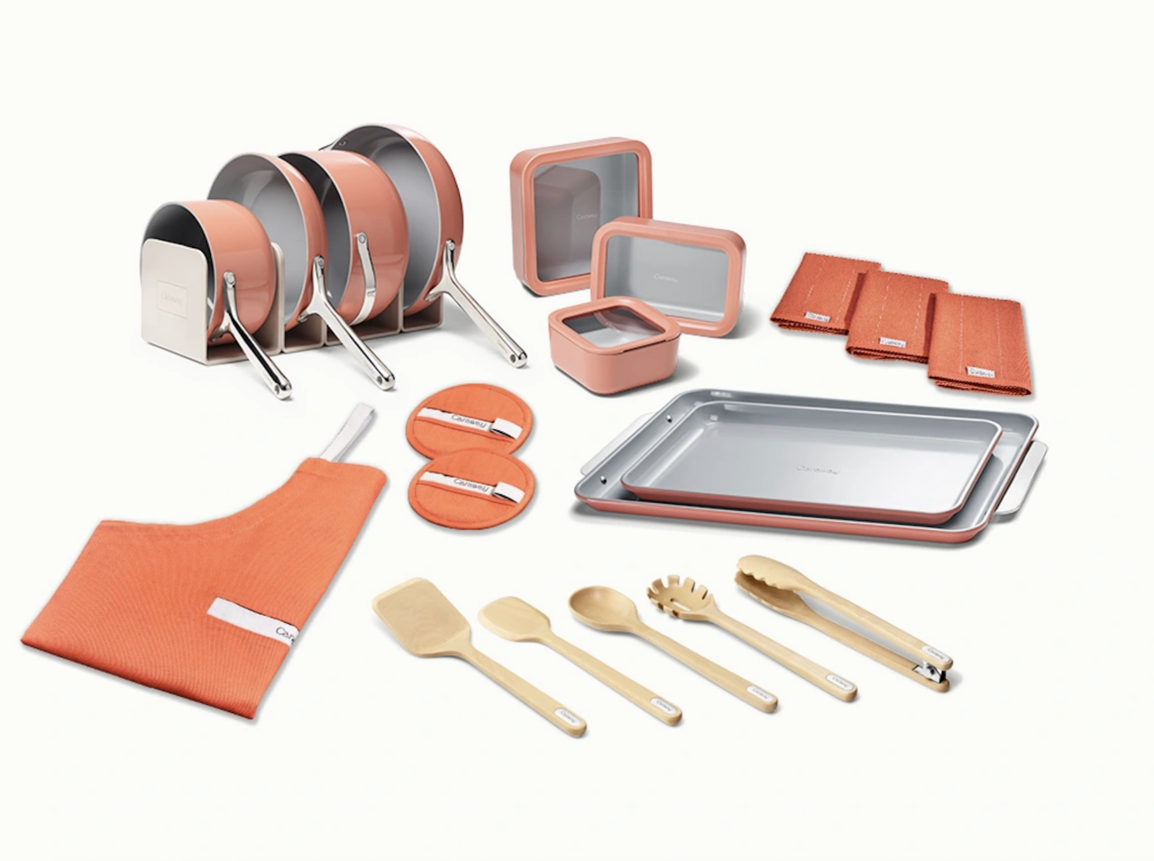 Image of all the individual pieces in the Summer Kitchen Starter Set bundle, shown in the color Perracotta.