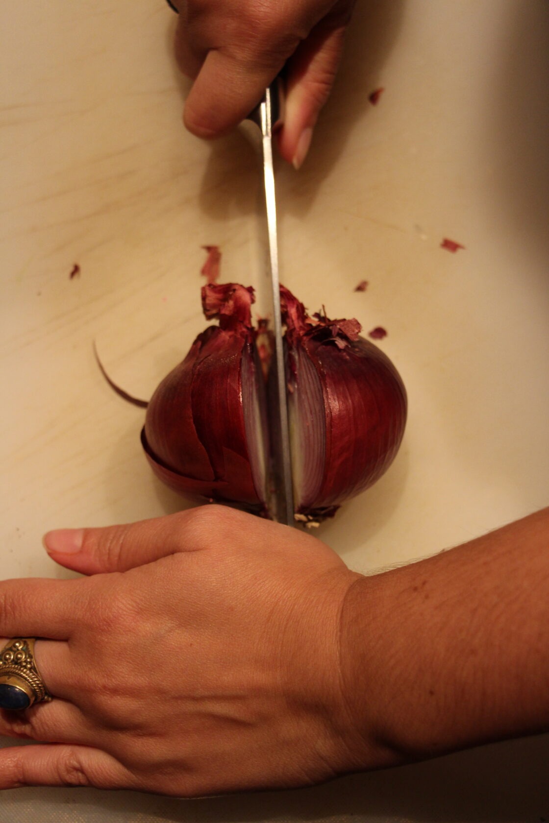 chopping onion