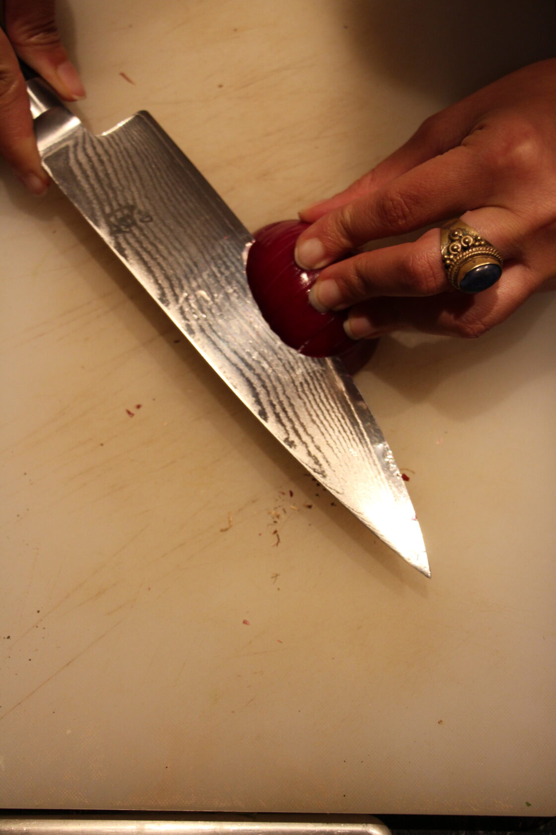 chopping onion