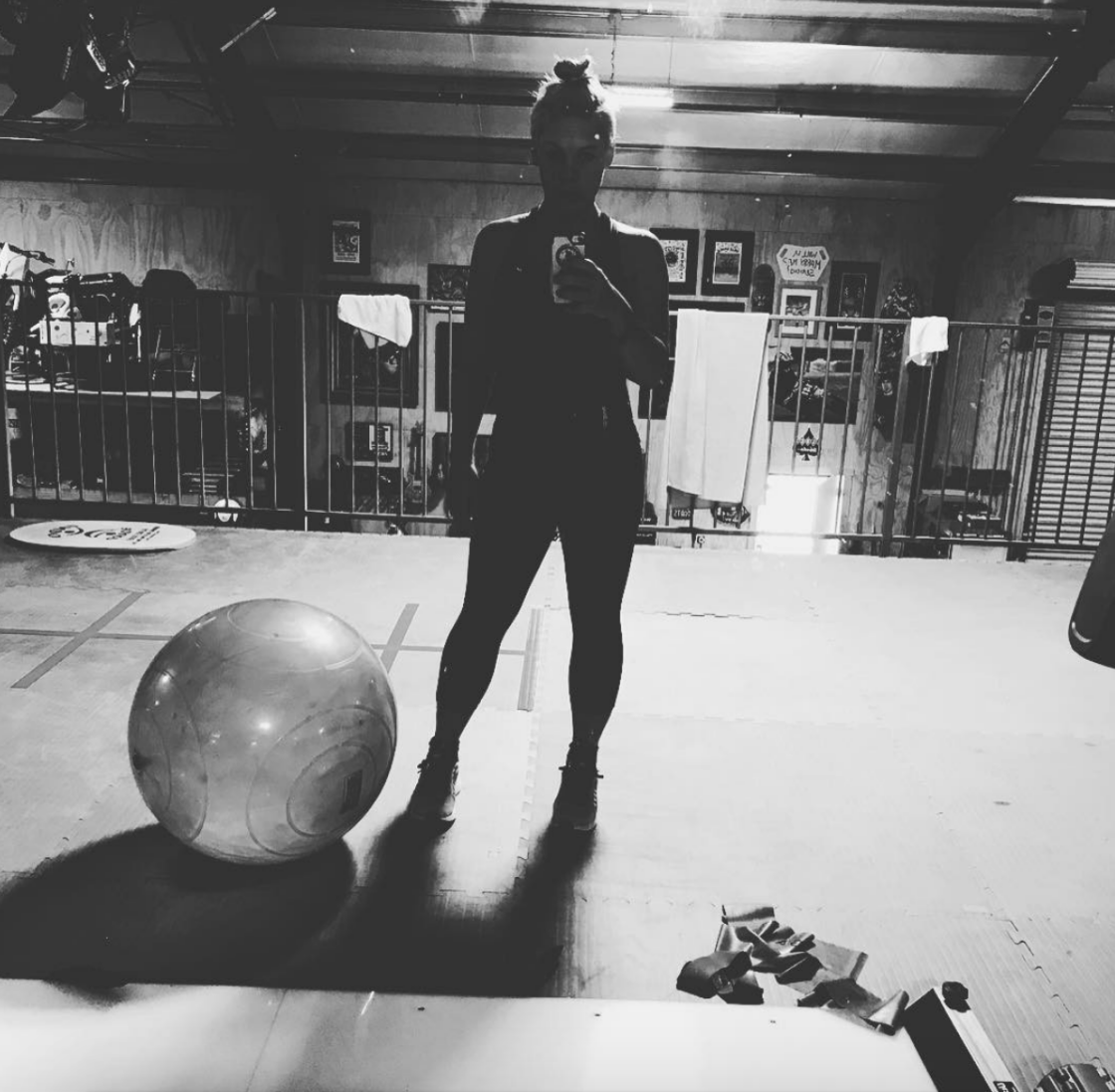 pink at gym