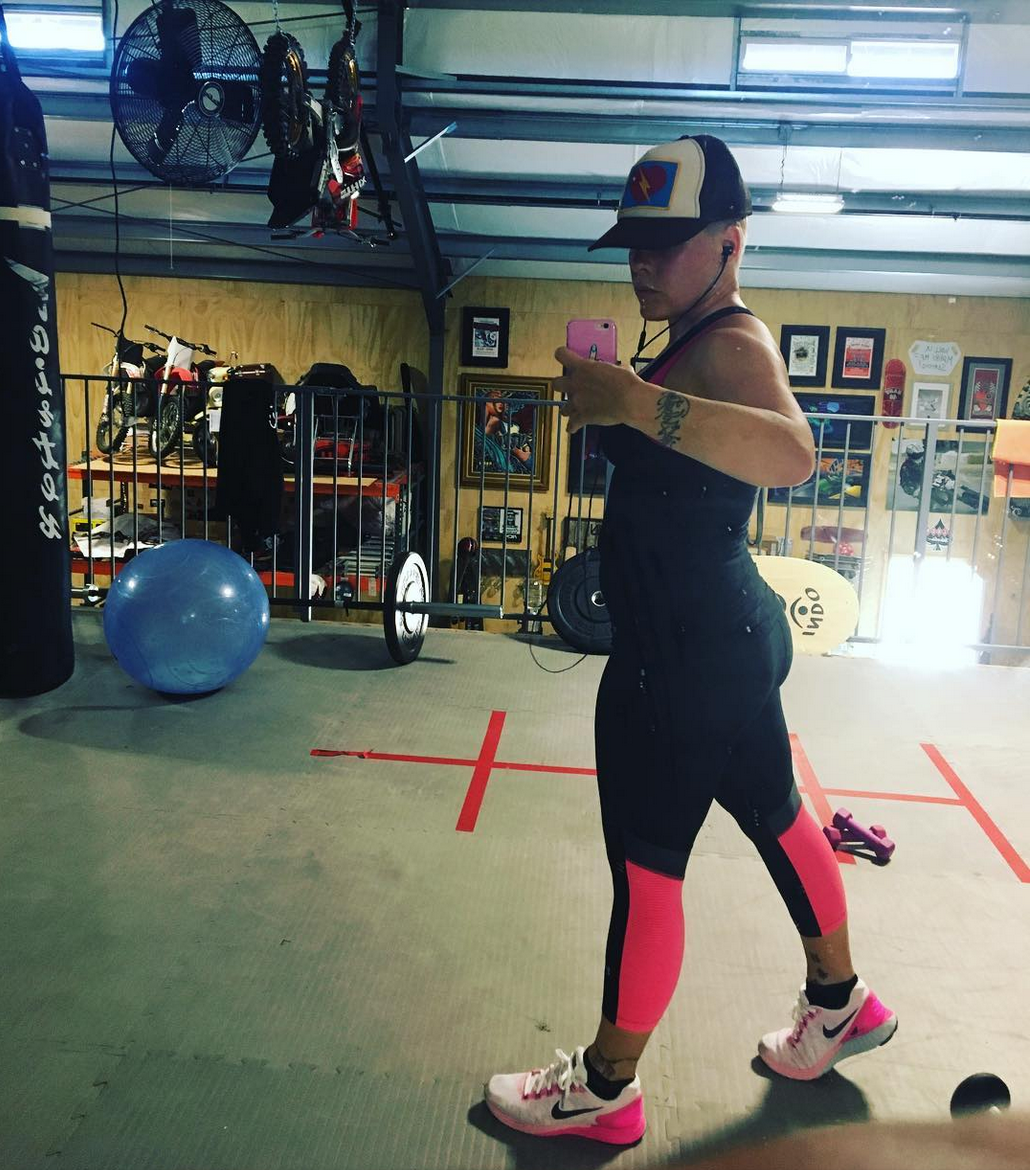 pink at gym