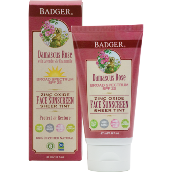 Badger Damascus Rose SPF 25 Sheer Tint Face Sunscreen Lotion