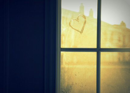 Heart shape drawn on a window