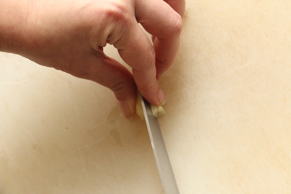 mincing garlic