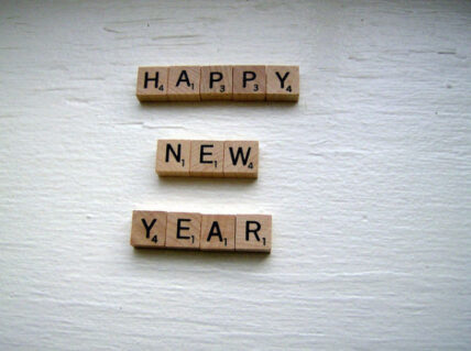 Blocks spelling happy new year