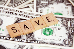 Save spelled using scrabble tiles