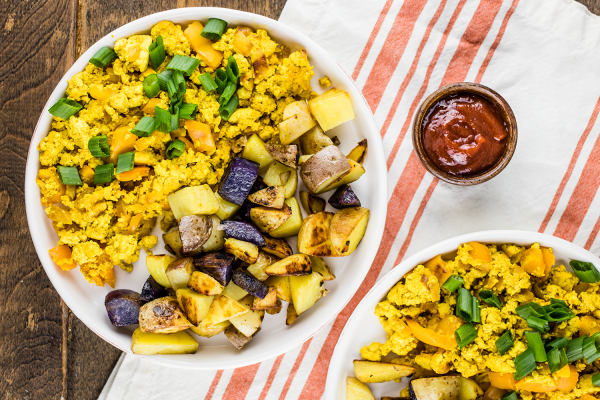 Vegan Tofu Scramble with Breakfast Potatoes