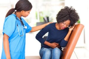 Woman feeling sick