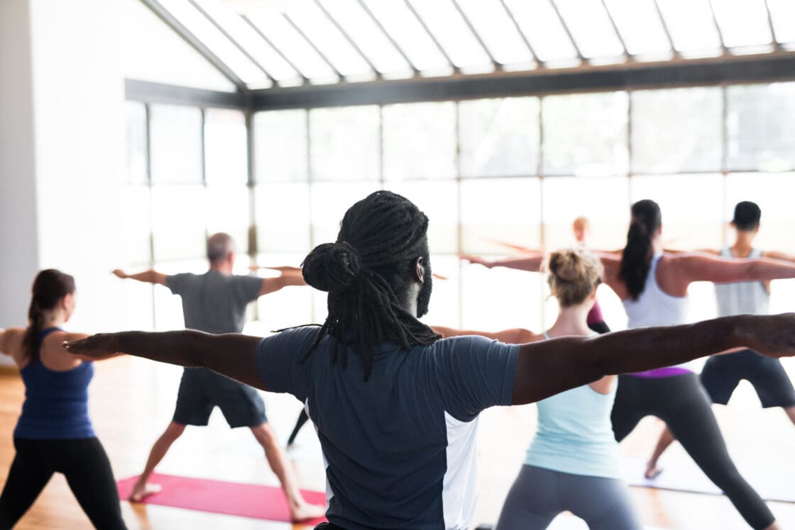 Practicing at YogaWorks is fun.