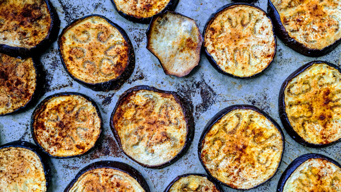 sliced baked eggplant