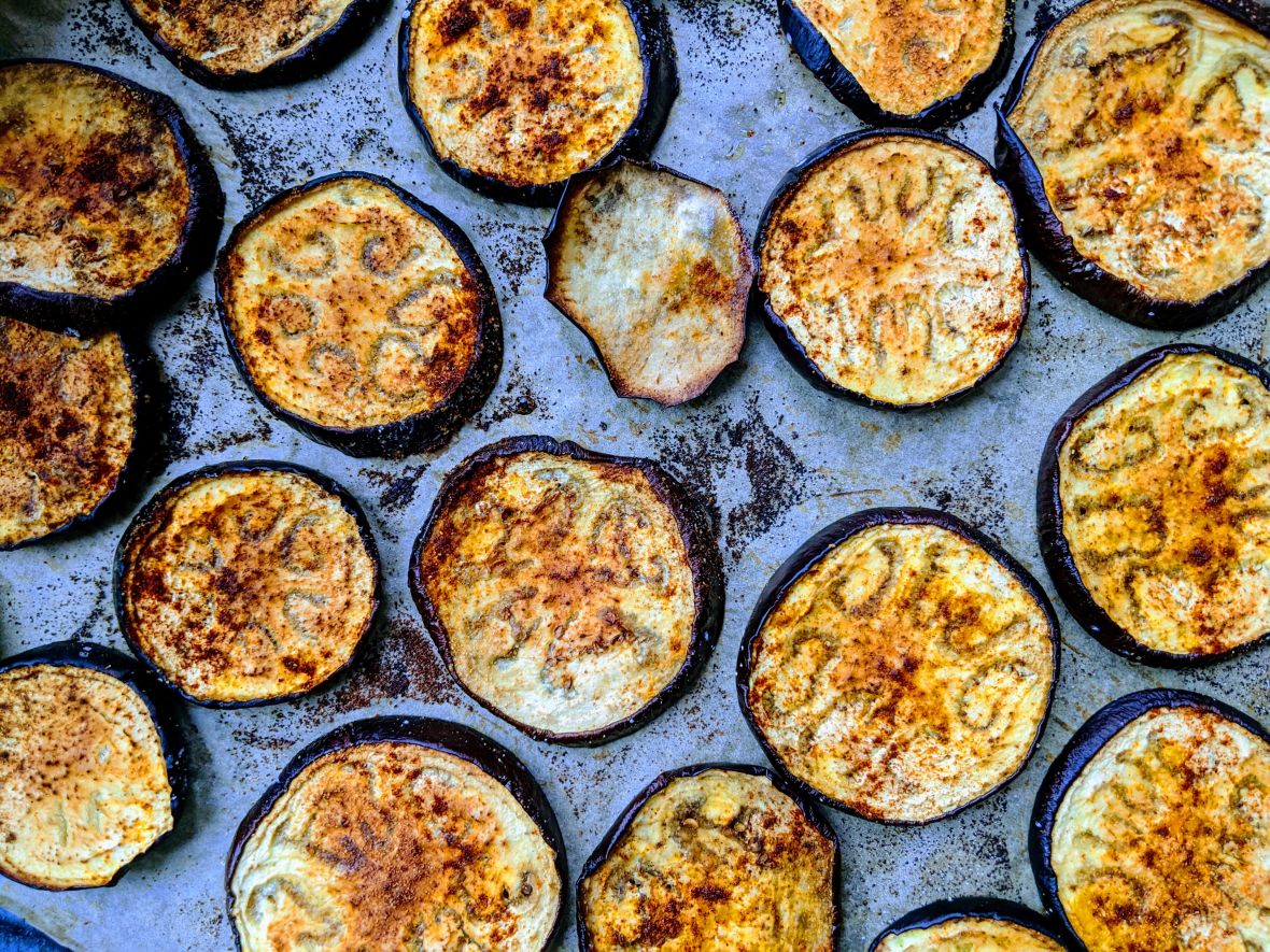 sliced baked eggplant