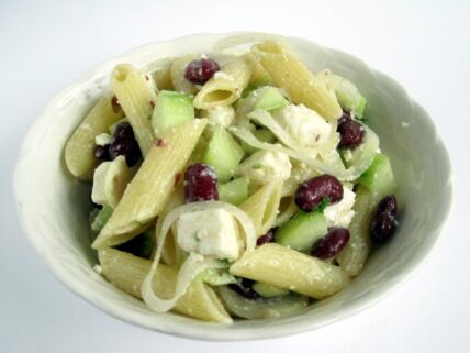 feta bean pasta salad