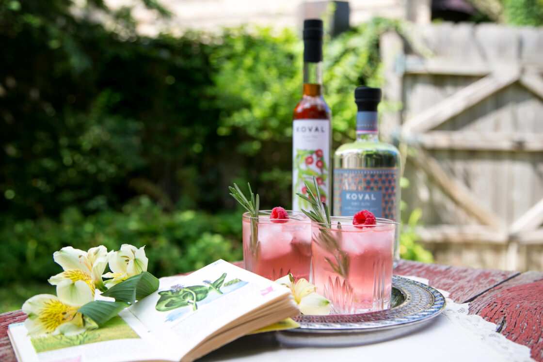 image of a French 75, with sustainable booze set up for a brunch spread.