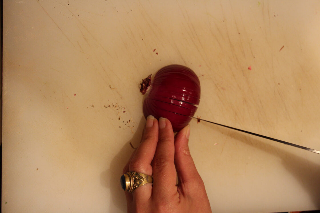 chopping onion