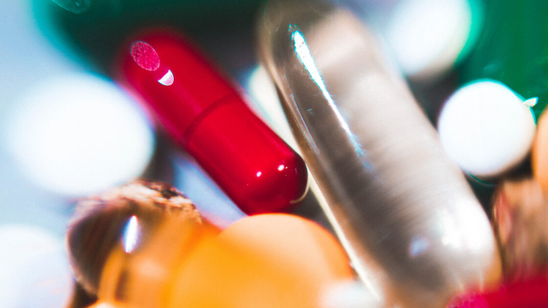 Pills and supplements in a colorful array