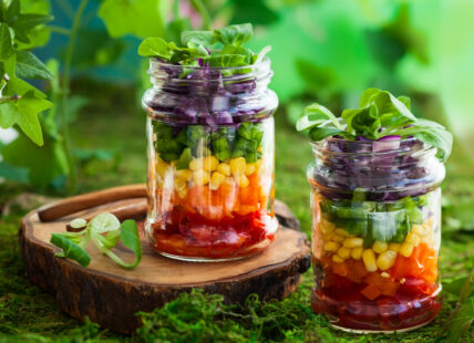 rainbow salad in a mason jar