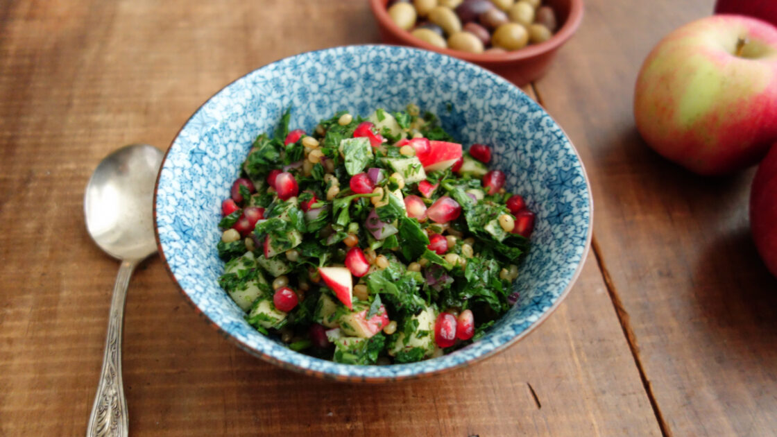 Wheat Berry Tabouli Salad with Autumn Fruits