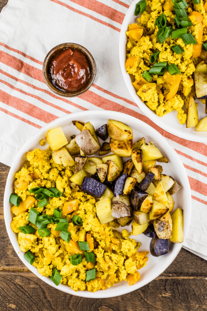 Vegan Tofu Scramble with Breakfast Potatoes