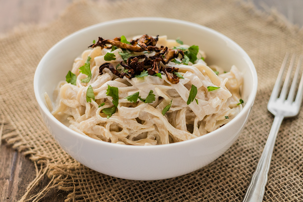 Veg Pasta Carbonara Recipe with the Crispy Shiitakes - Organic Authority