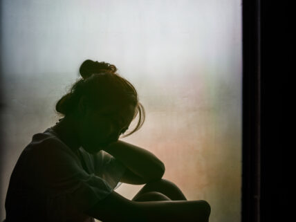 Woman window silhouette