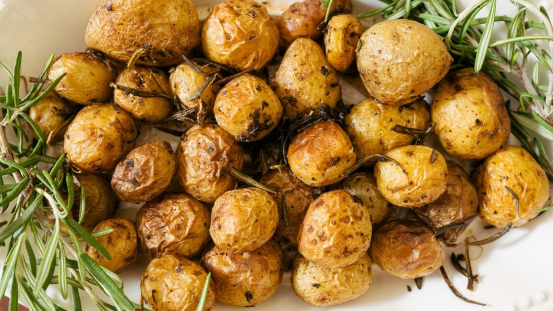 image of heirloom potatoes, grilled with truffles and rosemary